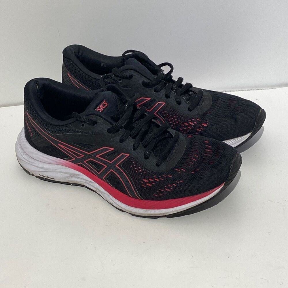 Asics Gel-Excite 6‎ AmpliFoam Running Shoes Black Pink Womens Size 8 Sneakers